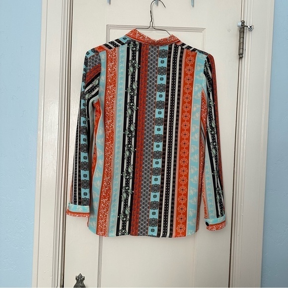 Misell Shirt Vibrant Button Down High Low Blouse Eclectic Multicolor Size S - Picture 3 of 8